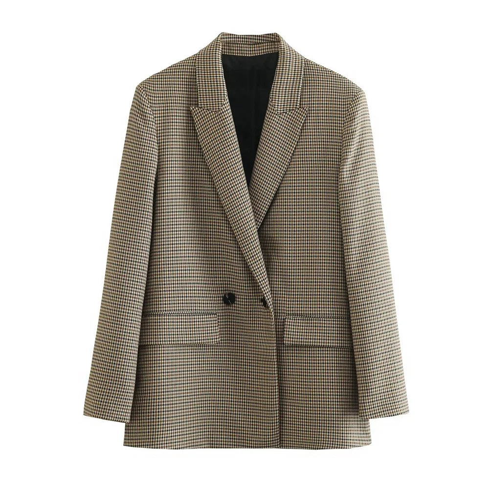 Blazer Feminino Alfaiataria Xadrez