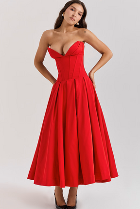 Vestido Midi Tomara que Caia Escarlate Vermelho