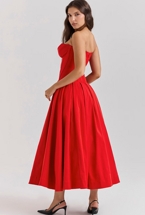 Vestido Midi Tomara que Caia Escarlate Vermelho