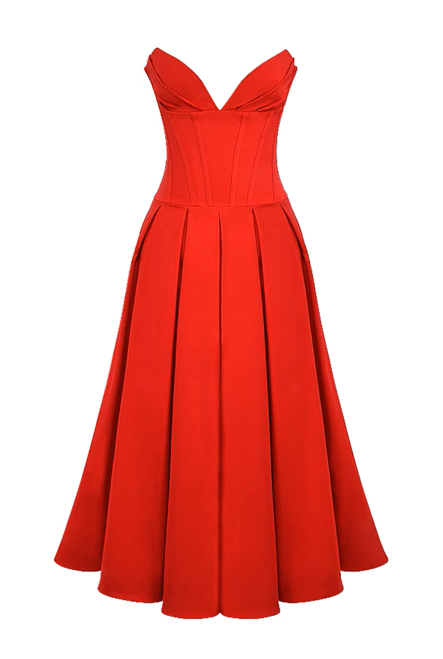 Vestido Midi Tomara que Caia Escarlate Vermelho