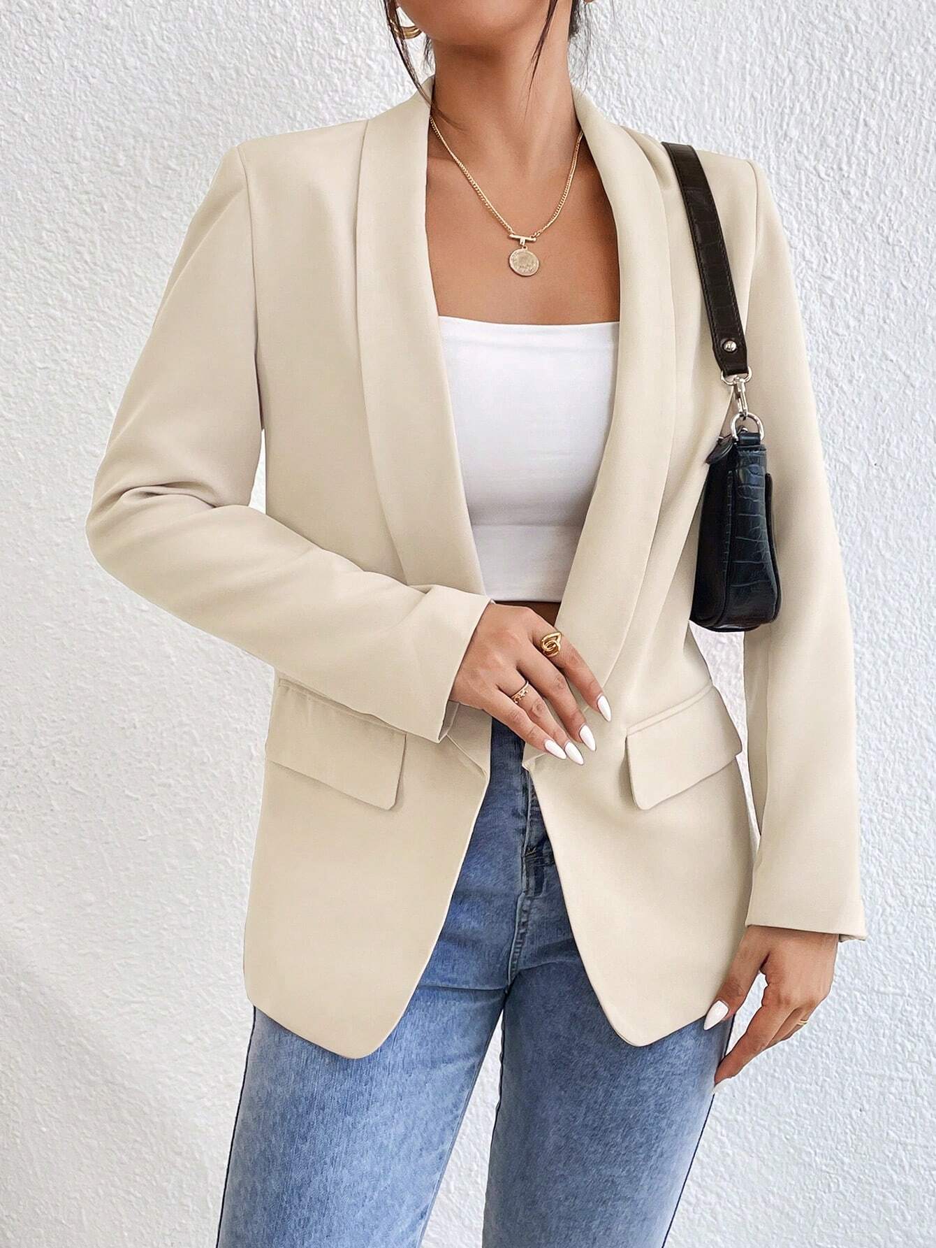 Blazer Feminino Manga Longa Damasco