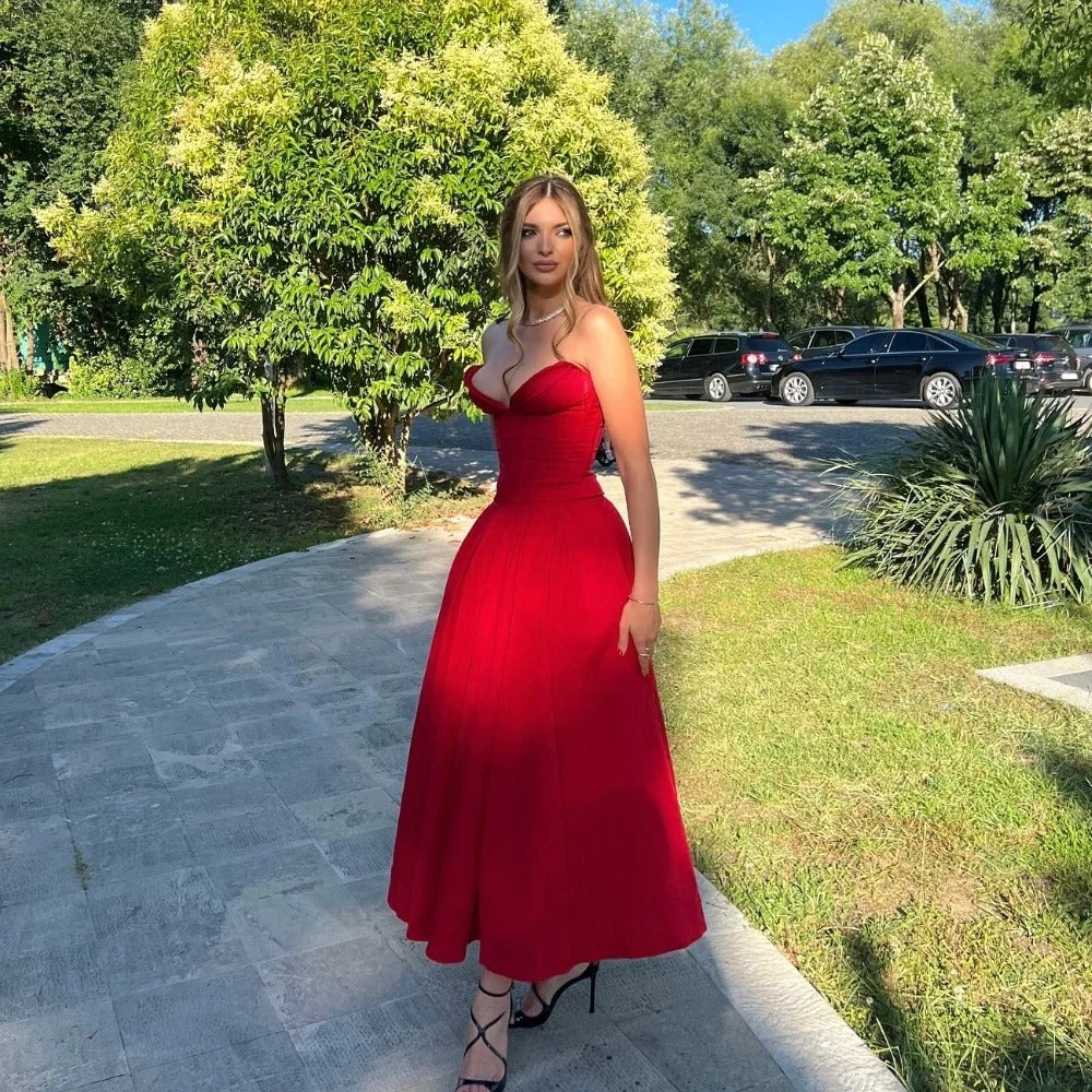 Vestido Midi Tomara que Caia Escarlate Vermelho